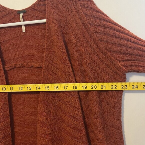 Free People Open Front Winter Wool Blend Knit Cardigan Orange Women’s Small Size - Picture 5 of 8